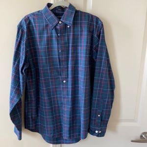 Navy Plaid Lands End Button Up